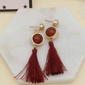 Ball Detail Tassel Drop Earrings